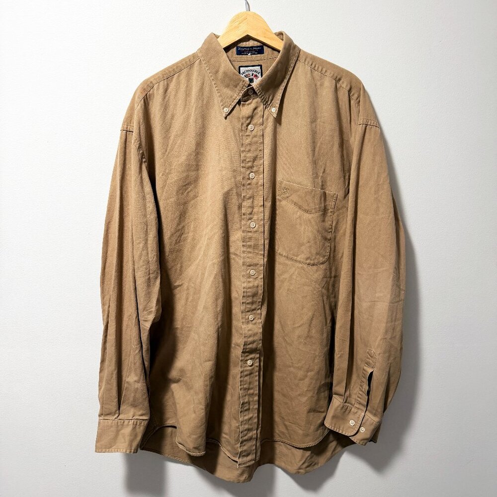 Façonnable Albert Goldberg Khaki Twill Button Down XL Vintage